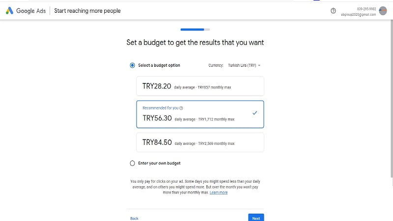 مشخص کردن مقدار بودجه در گوگل ادز